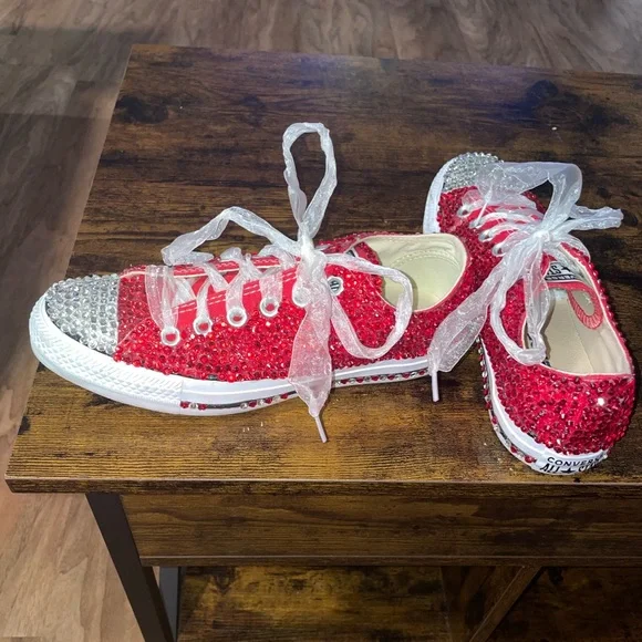 custom made red blinged-out converse - Picture 9 of 9